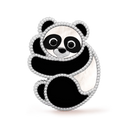 Lucky Animals Panda Clip in 18K White Gold with Mother-of-Pearl and Onyx