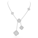 Magic Alhambra 6 Motifs Necklace in 18K White Gold with Diamonds