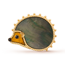 Lucky Animals Hedgehog Clip in 18K Yellow Gold with Mother-of-Pearl and Onyx