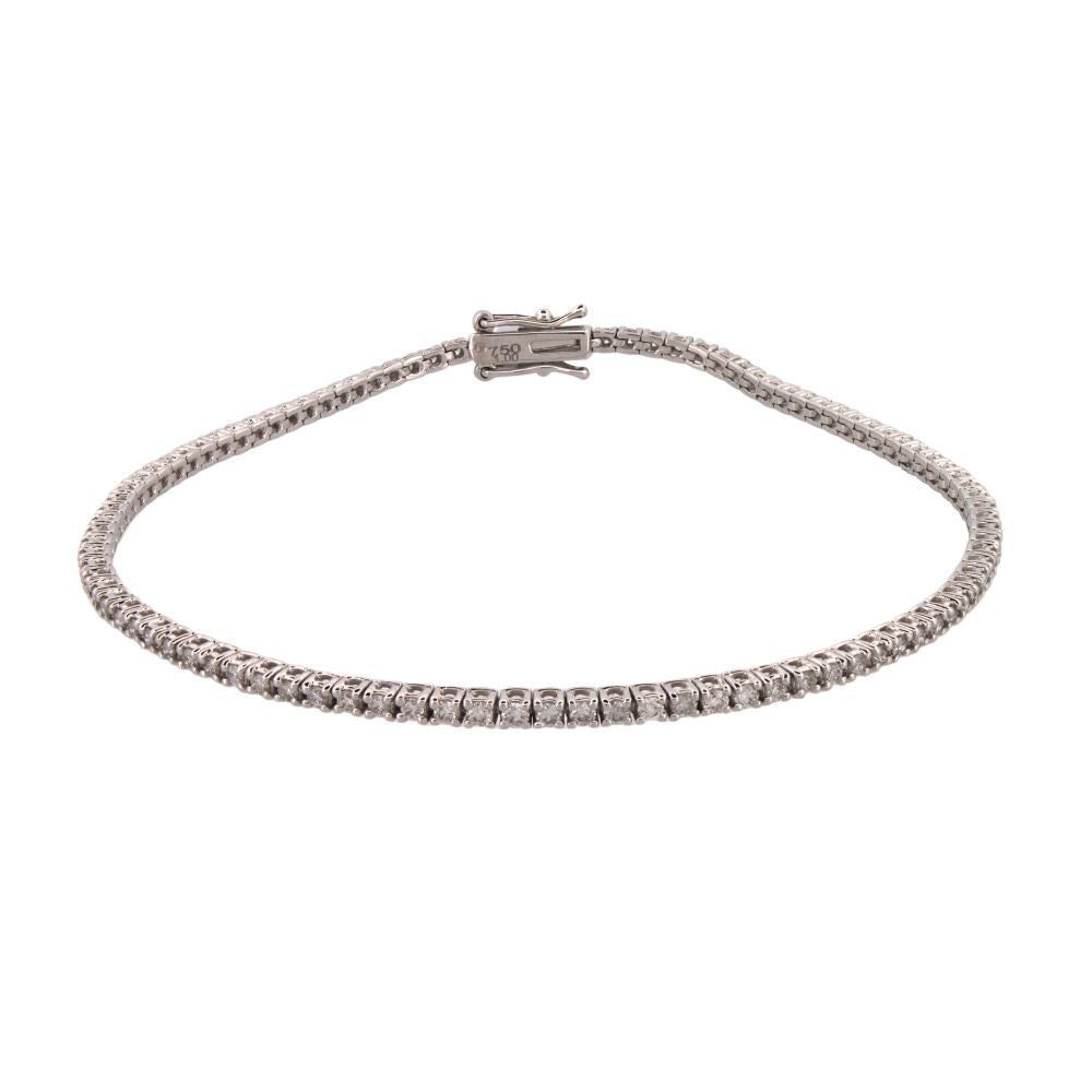 9ct White Gold 1.00ct Claw Set Natural Diamond Line Bracelet