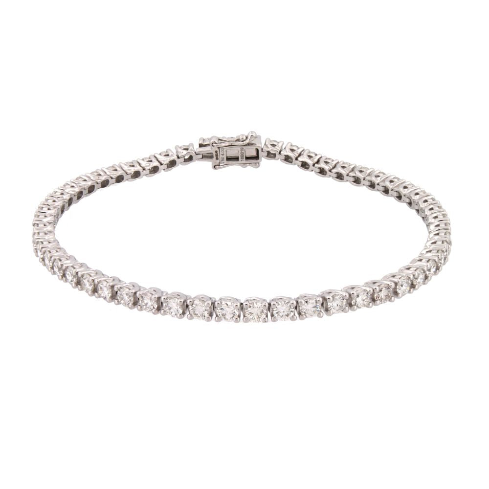 9ct White Gold 4.00ct Claw Set Natural Diamond Line Bracelet