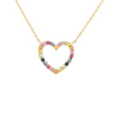 9ct Yellow Gold 0.29ct Rainbow Saph Heart Pendant - 16+2" Chain