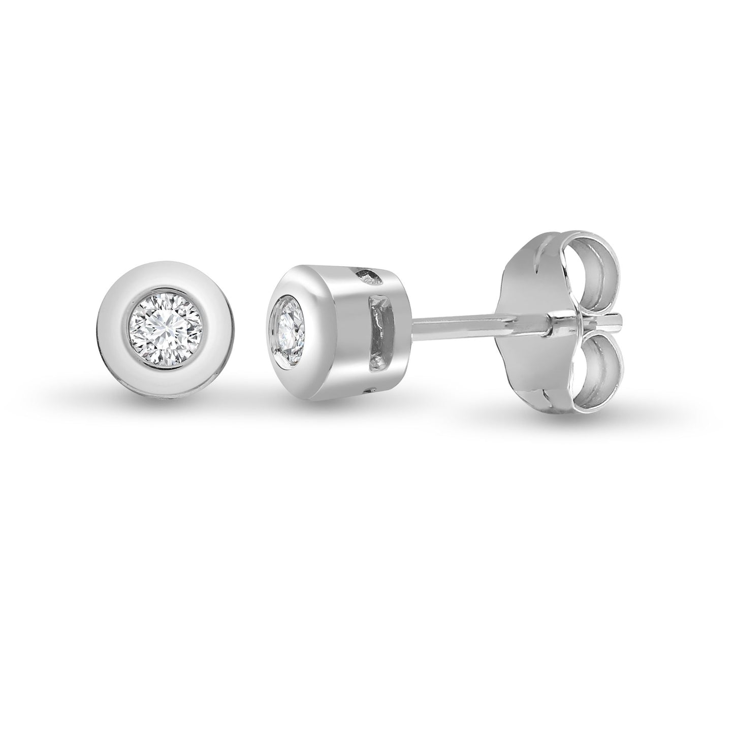 9ct White 15pts Rub over Earrings
