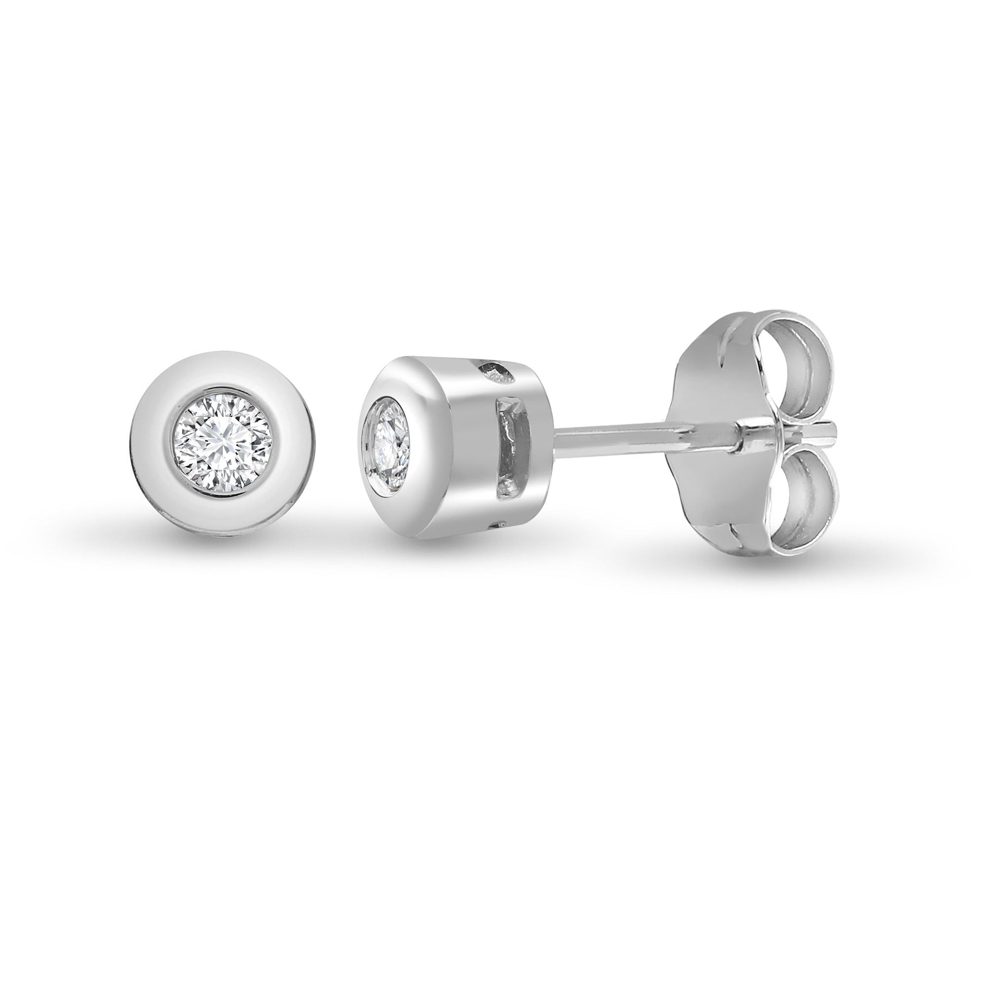 9ct White 15pts Rub over Earrings