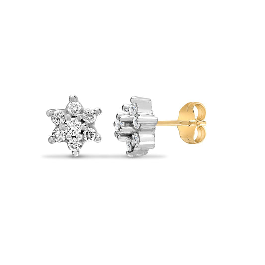 9ct Yellow Gold Natural Diamond Cluster Earrings