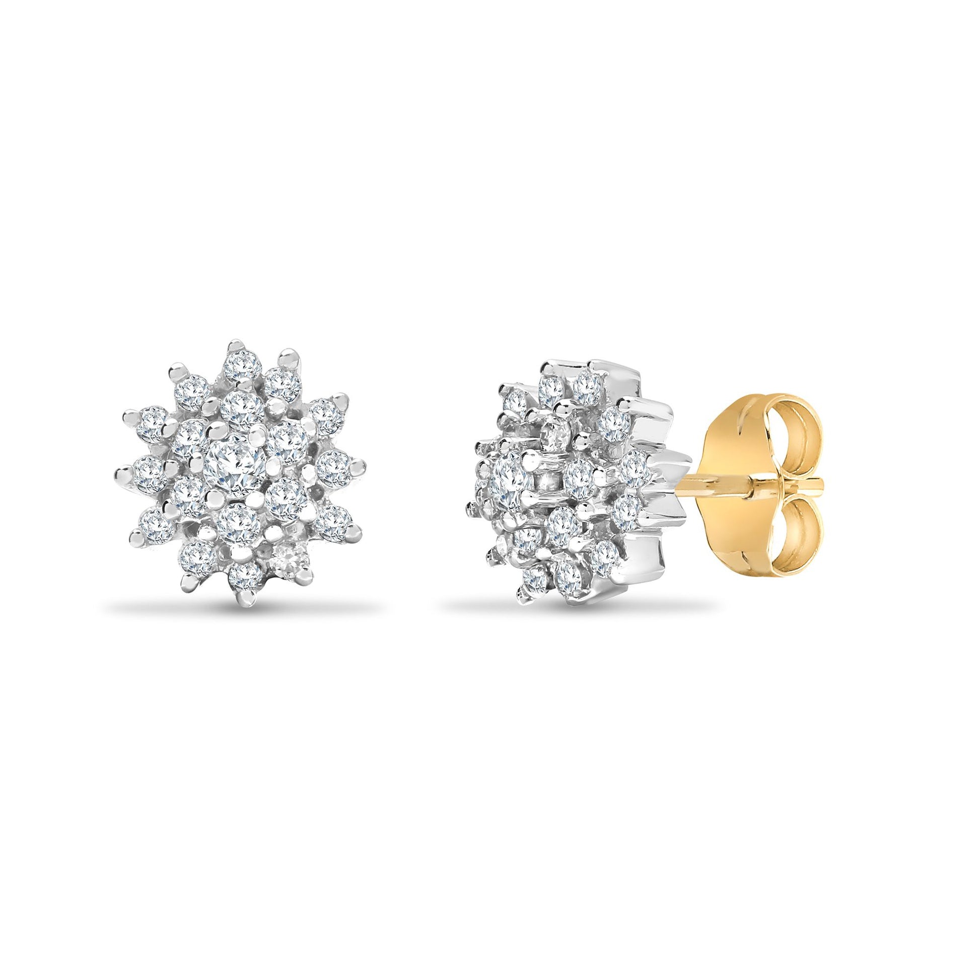 9ct Yellow Gold Natural Diamond Earrings