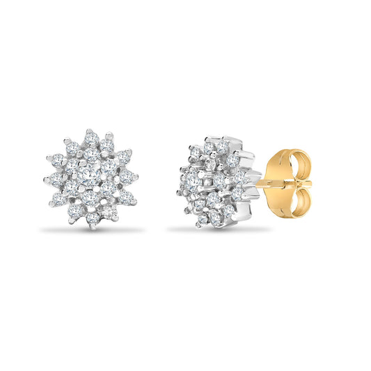 9ct Yellow Gold Natural Diamond Earrings