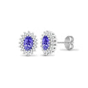 9ct White Gold Natural Diamond And Tanzanite Stud Earring