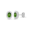 9ct White Gold Natural Diamond And Emerald Stud Earring