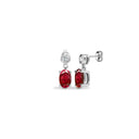 9ct White Dia-7pts Ruby-1.25ct Drop Earrings