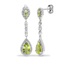 9ct White Dia-19pts Peridot-2.90ct Drop Earrings
