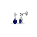 9ct White Dia-8pts Saph-1.80ct Drop Earrings