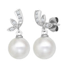 9ct White Dia-14pts 8.0-8.5mm Cultured Pearl Stud Earrings