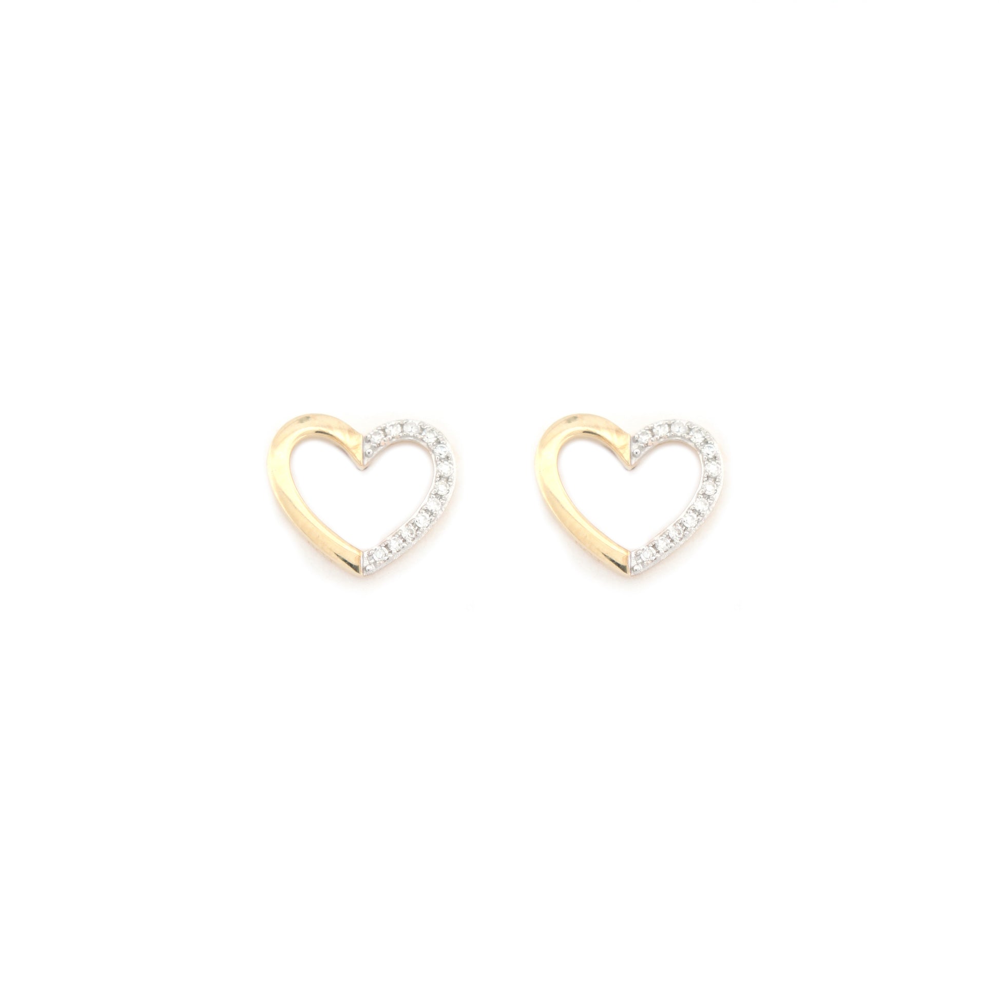 9ct Yellow Gold 0.06ct Diamond Heart Earrings