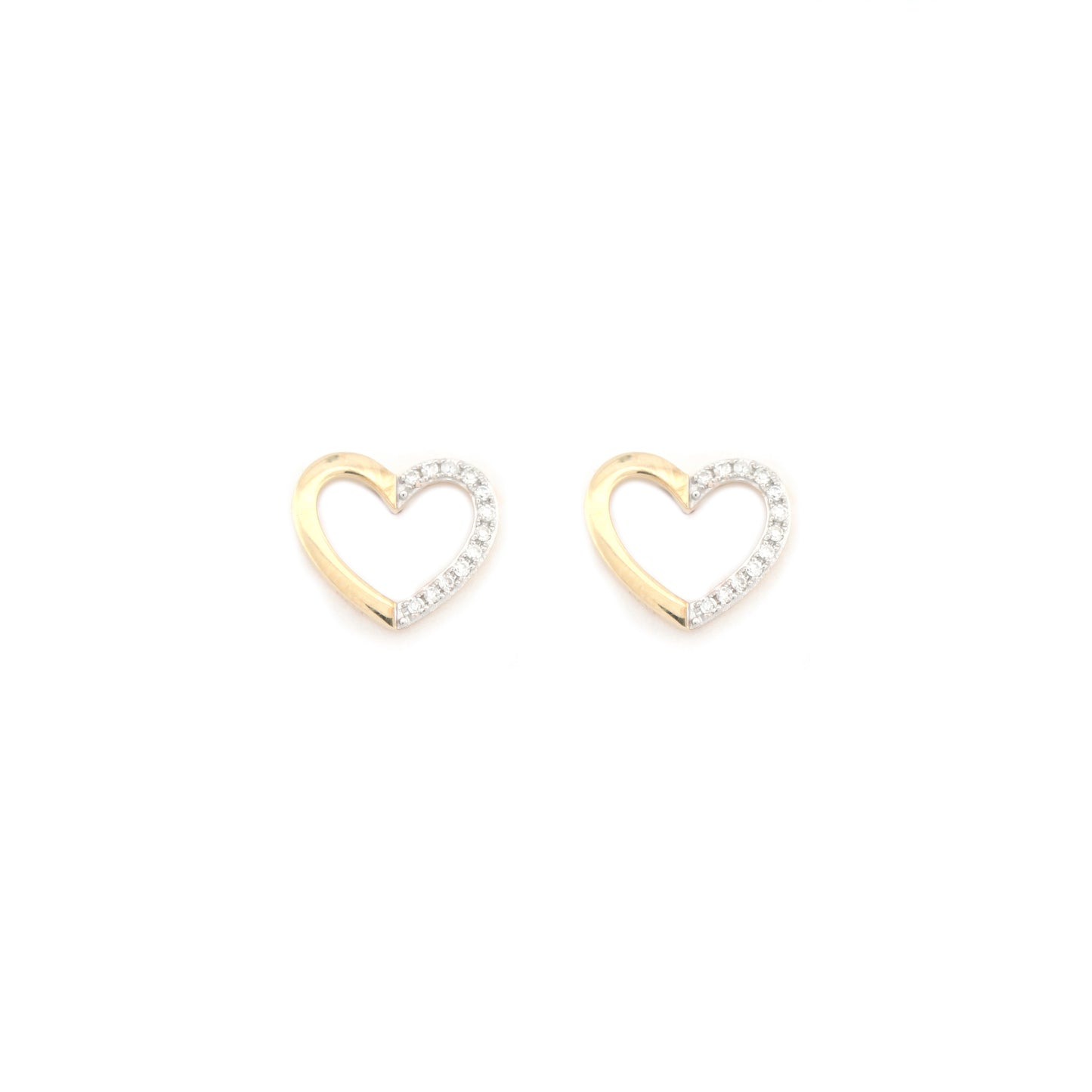 9ct Yellow Gold 0.06ct Diamond Heart Earrings