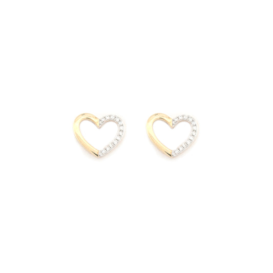 9ct Yellow Gold 0.06ct Diamond Heart Earrings