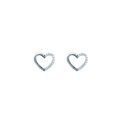 9ct White Gold 0.06ct Diamond Heart Earrings