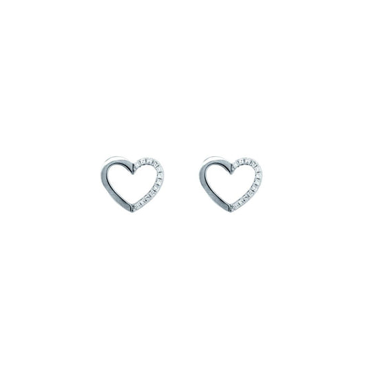 9ct White Gold 0.06ct Diamond Heart Earrings