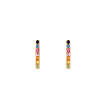 9ct Yellow Gold 0.34ct Rainbow Saph Bar Earrings