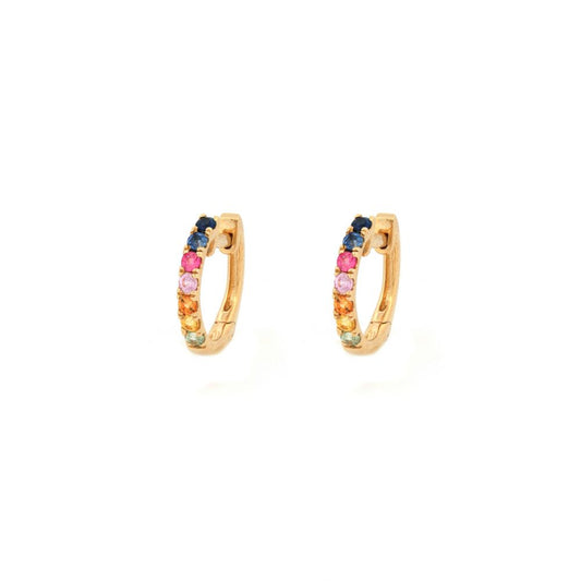 9ct Yellow Gold 0.34ct Rainbow Saph 12mm Hoop Earrings