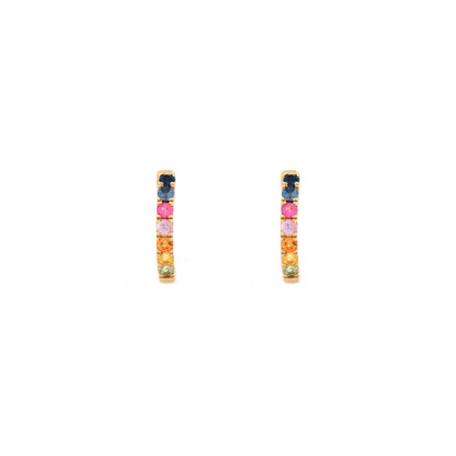 9ct Yellow Gold 0.34ct Rainbow Saph 12mm Hoop Earrings
