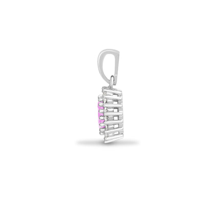 9ct White Gold Natural Diamond And Pink Sapphire Pendant