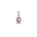 9ct White Gold Natural Diamond And Pink Sapphire Pendant