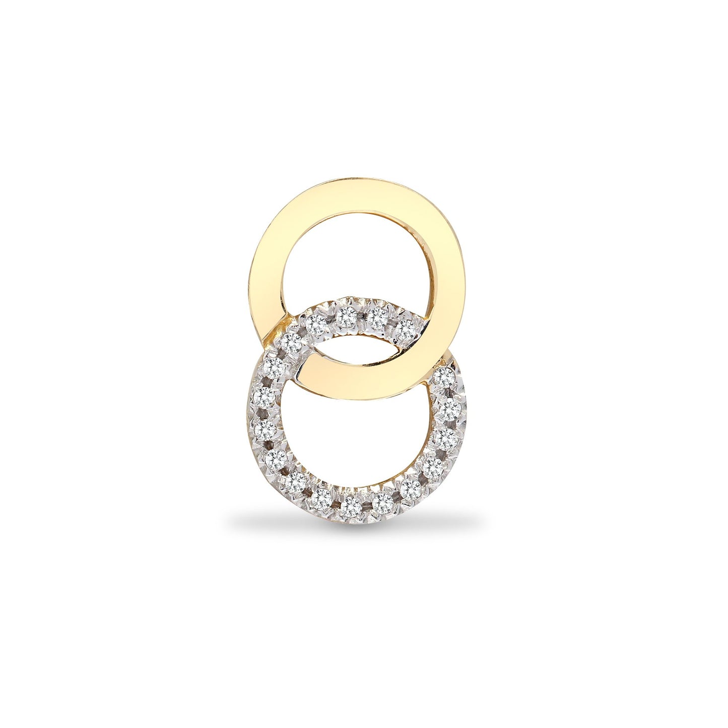 9ct Yellow 0.10ct Natural Diamond 2 Circle Pendant