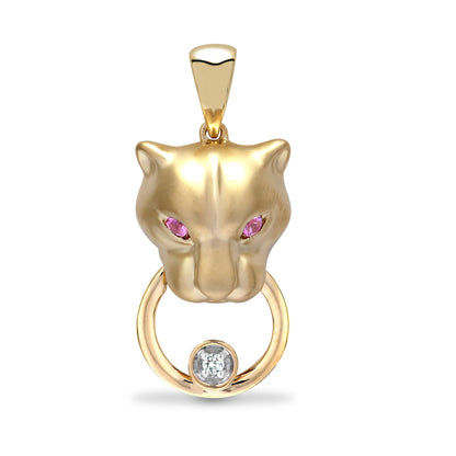 9ct Yellow Dia-3pts P.Saph-7pts Panther Pendant