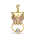 9ct Yellow Dia-3pts P.Saph-7pts Panther Pendant