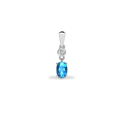 9ct White Dia-4pts Aqua-40pts Drop Pendant