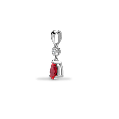 9ct White Dia-4pts Ruby-66pts Drop Pendant