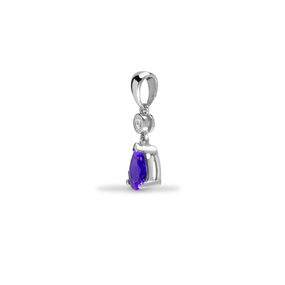 9ct White Dia-4pts Tanz-60pts Drop Pendant