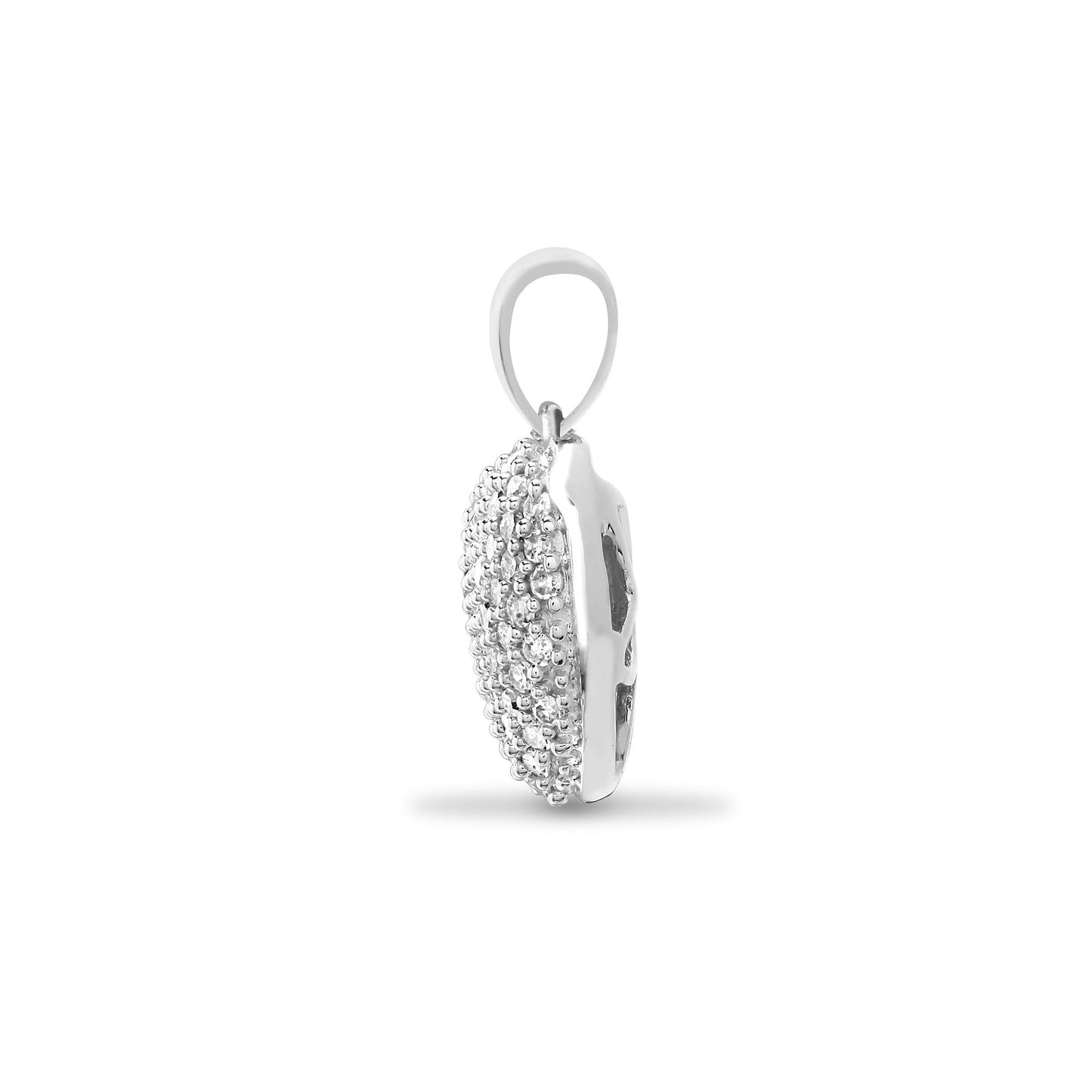 9ct White 0.25ct Pave Set Natural Diamond Heart