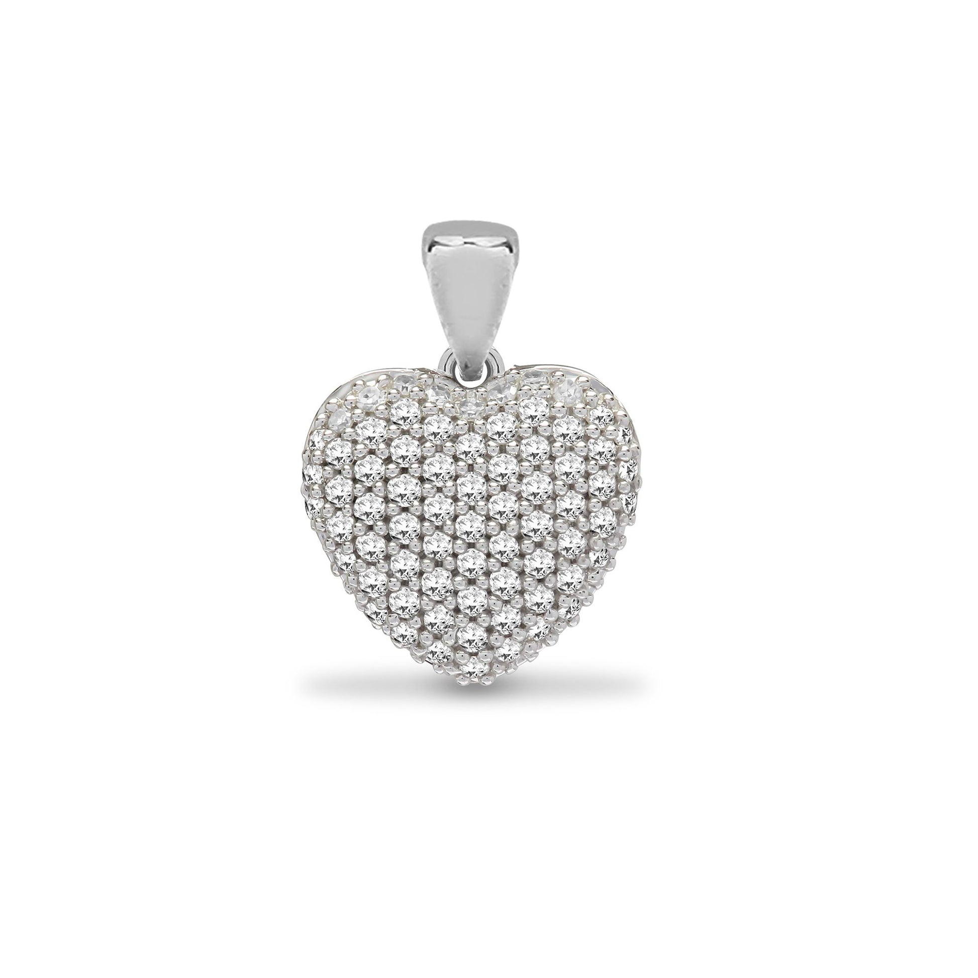9ct White 0.25ct Pave Set Natural Diamond Heart