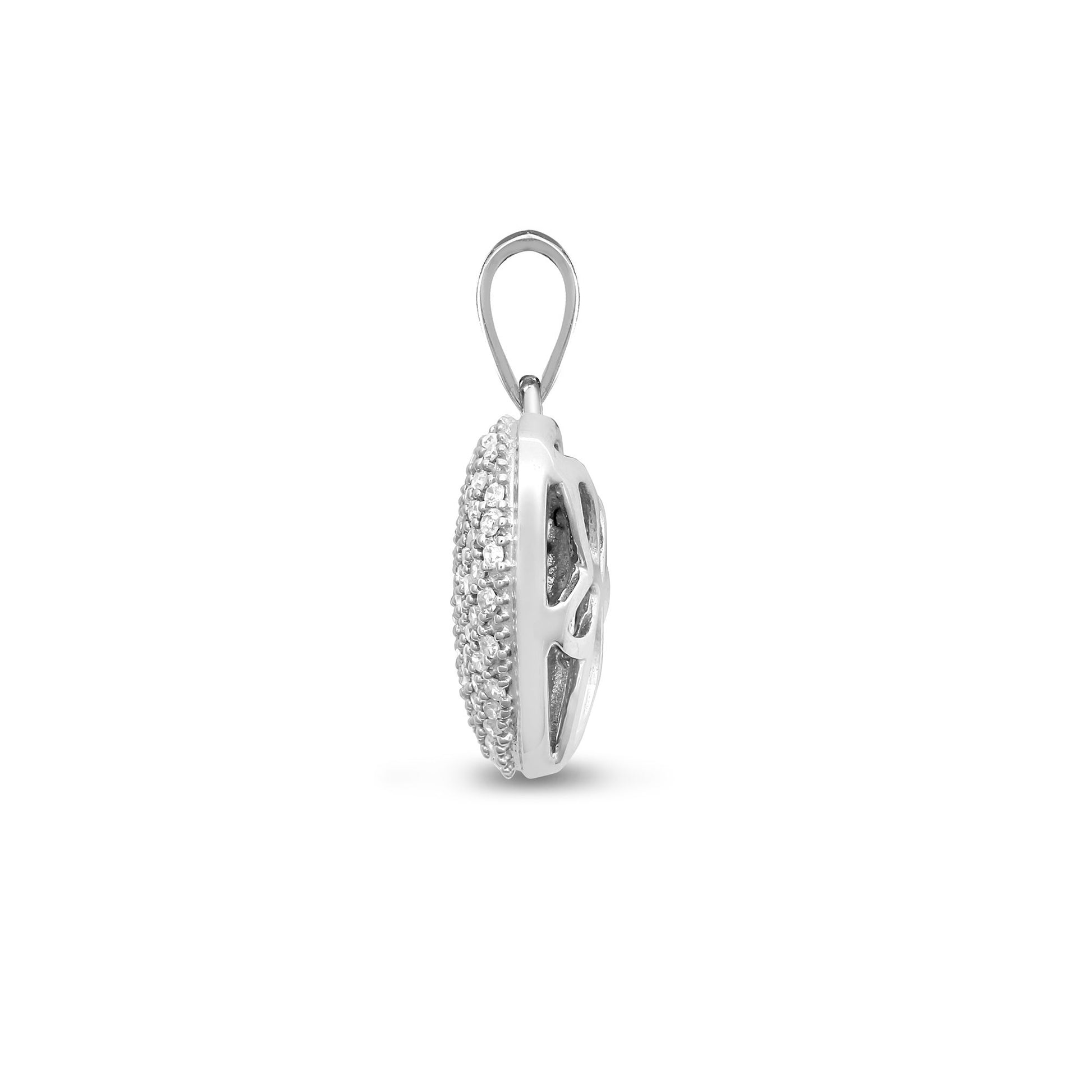 9ct White 0.50ct Pave Set Natural Diamond Heart