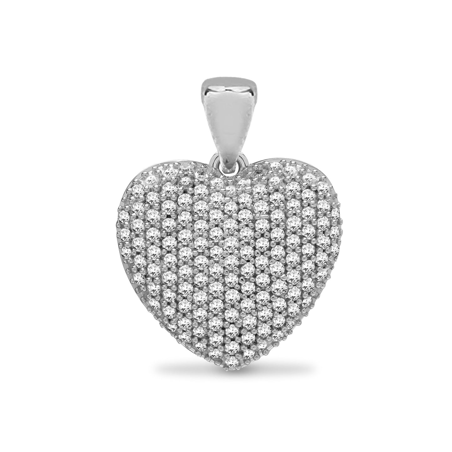 9ct White 0.50ct Pave Set Natural Diamond Heart