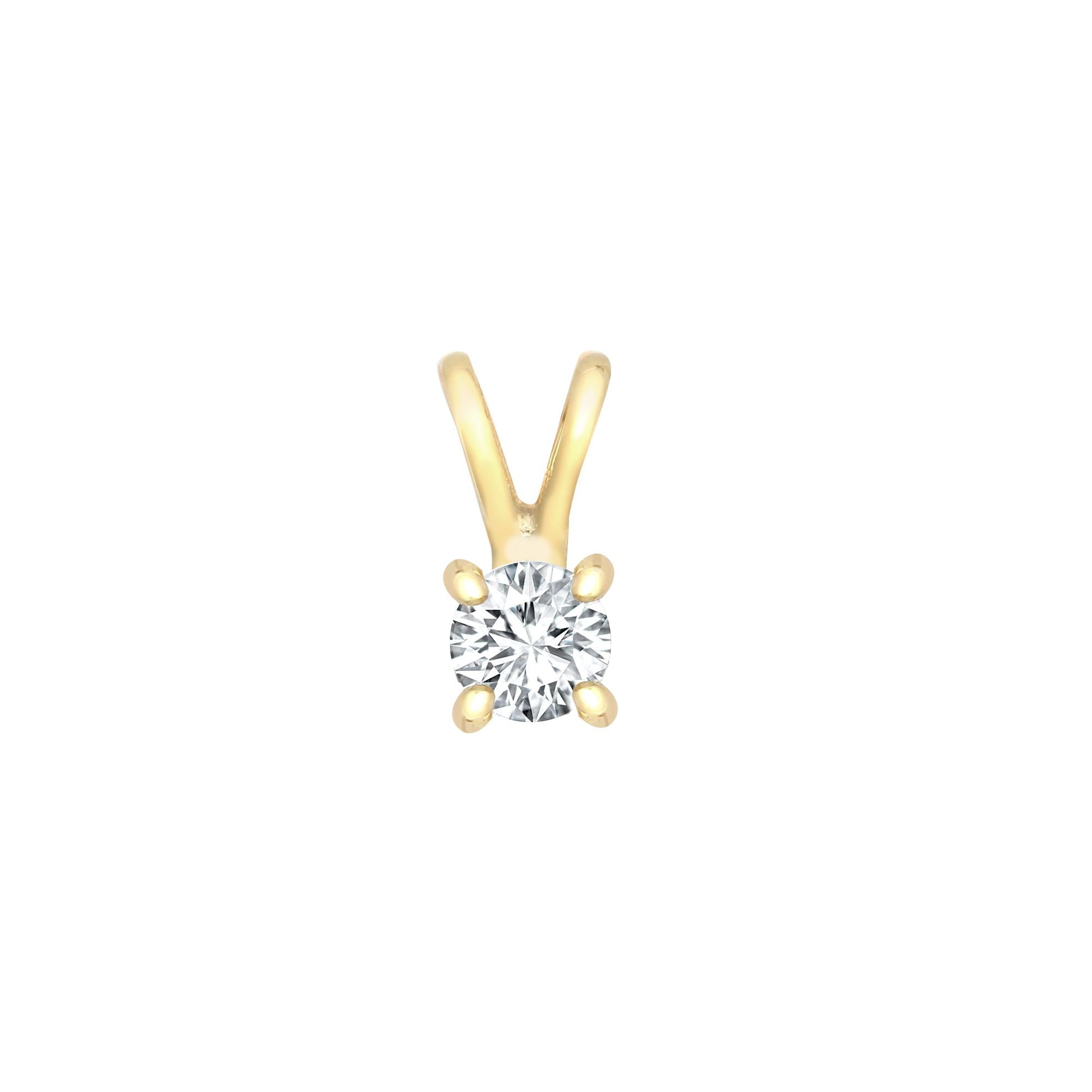 9ct Yellow 0.10ct 4 Claw Natural Diamond Solitaire Pendant