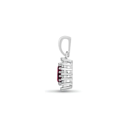 9ct White Gold Natural Diamond And Ruby Pendant