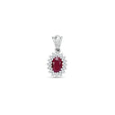 9ct White Gold Natural Diamond And Ruby Pendant