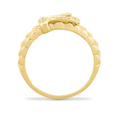 9ct Yellow Gold Natural Diamond Buckle Ring