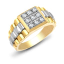 9ct White And Yellow Gold Gents Natural Diamond Ring
