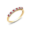 9ct Yellow Gold Natural Diamond 10pts & Ruby 15pts Half Eternity Ring