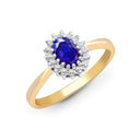 9ct Yellow Gold Natural Diamond 12pts & Tanzanite 55pts Ring