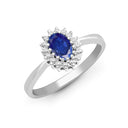 9ct White Gold Natural Diamond 12pts & Sapphire 56pts Ring