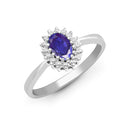 9ct White Gold Natural Diamond 12pts & Tanzanite 55pts Ring