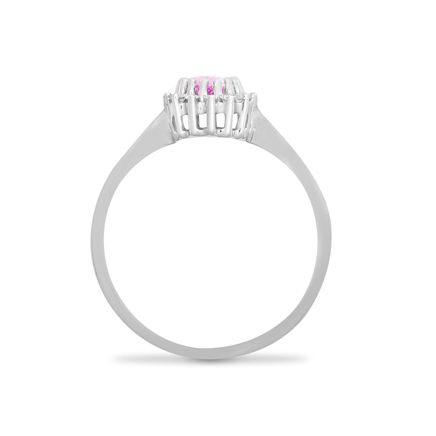 9ct White Gold Natural Diamond 12pts & Pink Sapphire 68pts Ring