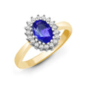 9ct Yellow Gold Natural Diamond 23pts & Tanzanite 73pts Ring