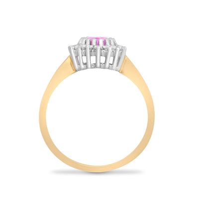 9ct Yellow Gold Natural Diamond 23pts & Pink Sapphire 1.06ct Ring