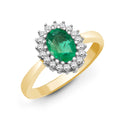 9ct Yellow Gold Natural Diamond 23pts & Emerald 78pts Ring